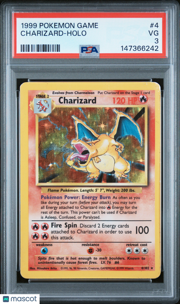 1999 Pokemon Game Charizard Holo PSA 3 #4