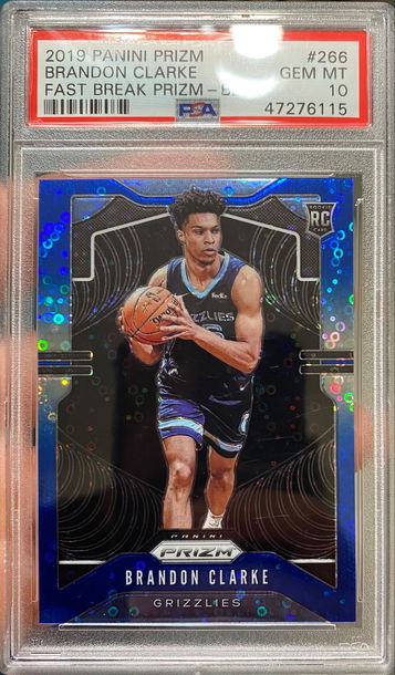 2019 Brandon Clarke Fast Break Blue prizm 26/175 #266 psa 10 gem mint rookie card rc low pop size 25