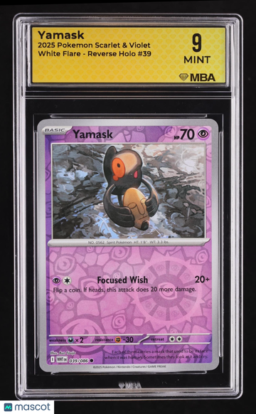 2025 Pokemon Scarlet & Violet White Flare Yamask Reverse Holo MBA 9 #39