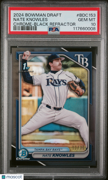 2024 Bowman Draft Nate Knowles Chrome Black Refractor /10 PSA 10