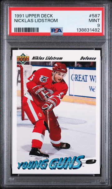 1991 Upper Deck Young Guns Nicklas Lidstrom #587 PSA 9