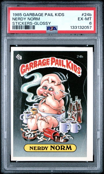 1985 Garbage Pail Kids Stickers Glossy Nerdy Norm #24b PSA 6
