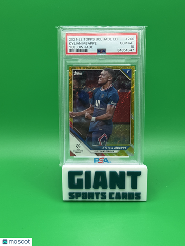 2021 Topps UEFA Champions League Jade Edition Kylian Mbappe #200 Yellow PSA 10