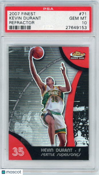 2007 Finest Kevin Durant #71 Refractor PSA 10