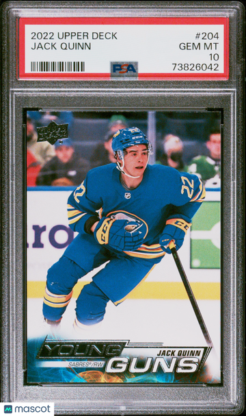 2022-23 Upper Deck Jack Quinn #204 Young Guns Rookie PSA 10