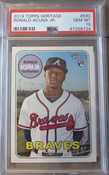 Ronald Acuna Jr RC 2018 Topps Heritage #580  PSA 10
