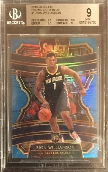 2019-20 Select - Zion Williamson - Concourse Light Blue Prizm Rookie - BGS 9