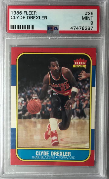 Clyde Drexler Rookie - 1986 Fleer #26 - PSA 9 Mint