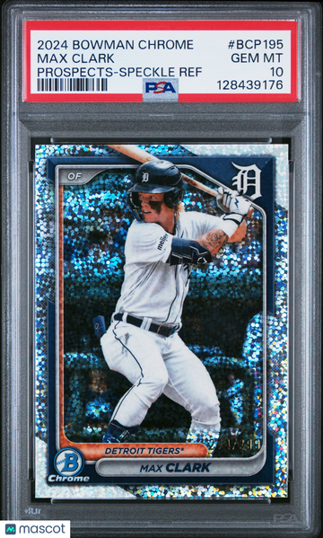 2024 Bowman Chrome Prospects Max Clark #BCP195 Speckle Ref /299 PSA 10