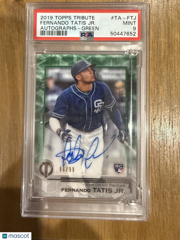 2019 Topps Tribute Autographs Fernando Tatis Jr. #TA-FTJ Autographs-Green PSA 9