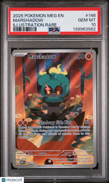 2025 Pokemon Meg EN-Mega Evolution Marshadow Illustration Rare PSA 10 #146