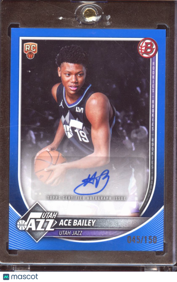 Ace Bailey 2025 Topps Bowman Basketball RC Auto Blue /150 Utah Jazz