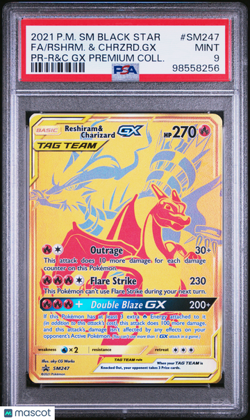 2021 Pokemon SM Black Star Promo Rshrm. & Chrzrd. GX PR-R&C GX Premium Coll. PSA 9 #SM247