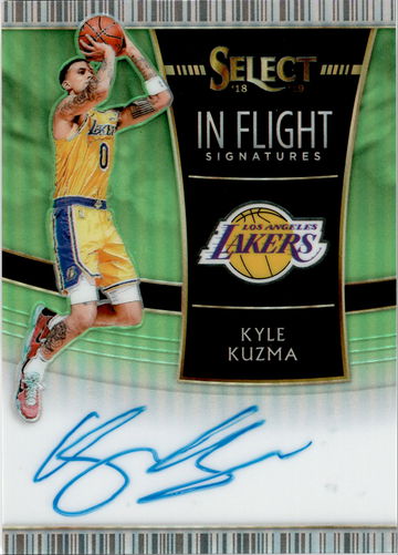 2018-19 Select Kyle Kuzma In Flight Signatures Auto /99 Neon Green Prizm