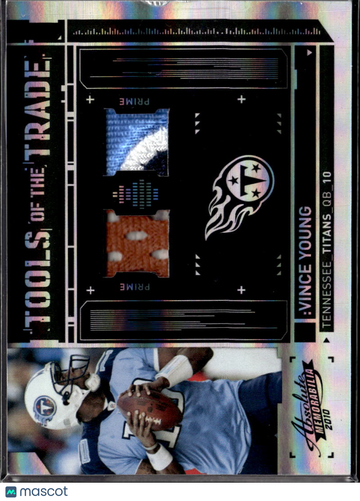 Vince Young 2010 Panini Absolute Memorabilia Tools of the Trade Memorabilia Prime Patch Tennessee Titans