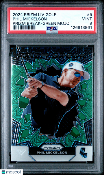 2024 Panini Prizm LIV Golf Prizm Break Phil Mickelson #5 Green Mojo PSA 9