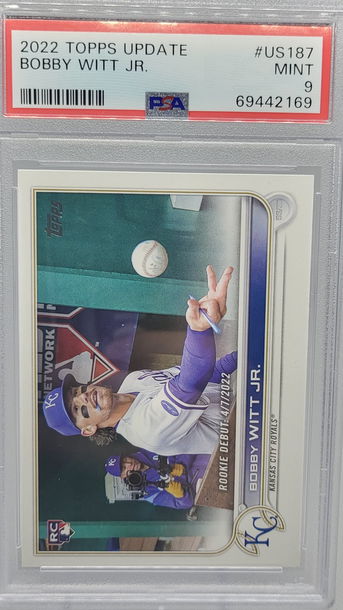 2022 Topps Update  #US 187 Bobby Witt Jr RCPSA 9