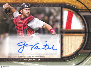 2025 Topps Museum Collection Jason Varitek #SPDRA-JV /10 Signature Swatches Dual Relic Autograph Card Game-Used Memorabi