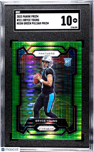 2023 Panini Prizm Bryce Young #311 Neon Green Pulsar Rookie SGC 10