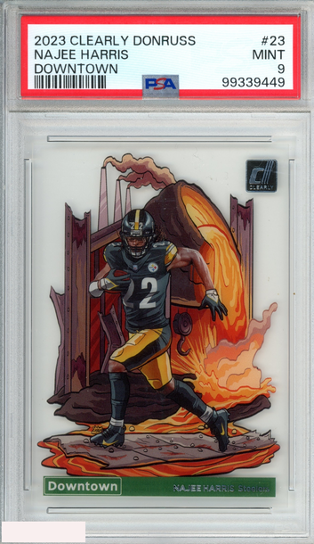 2023 PANINI CLEARLY DONRUSS DOWNTOWN NAJEE HARRIS #23 STEELERS PSA 9 MINT