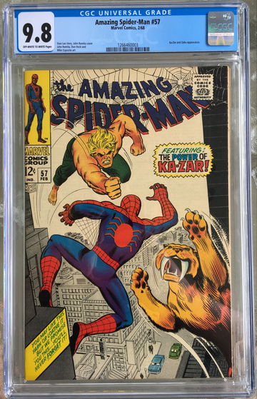 Amazing Spider-Man #57 (1968) CGC 9.8 -- O/w to white pgs; Stan Lee John Romita