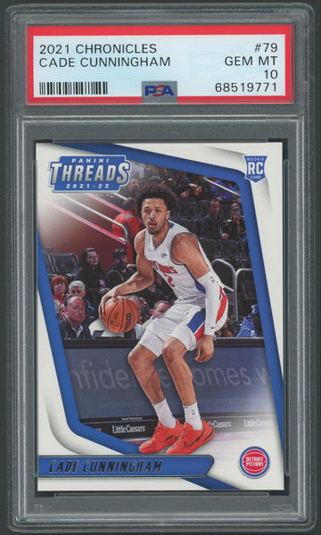 2021-22 Chronicles Threads Cade Cunningham RC #79 PSA Gem Mint 10 - POP 1