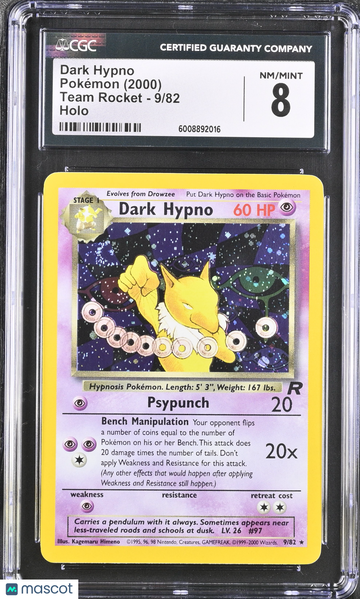 2000 Pokemon Team Rocket Dark Hypno Holo CGC 8 #9/82