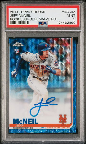 2012 Topps Chrome Rookie Autographs Jeff McNeil BLUE WAVE PSA 9