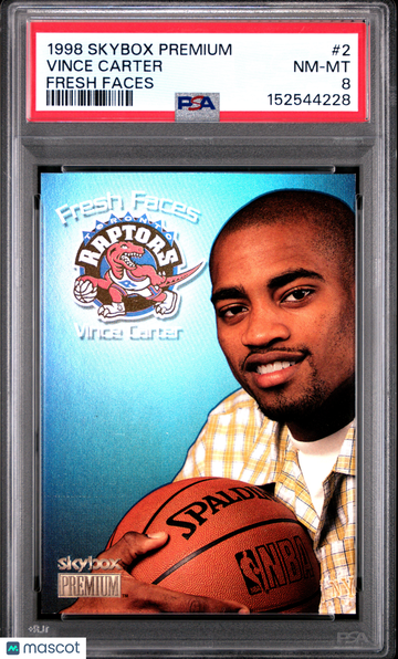 1998 Skybox Premium Fresh Faces Vince Carter #2 Silver Holofoil Short Print HOF Nicely Centered Mint Parallel/Variety Ro