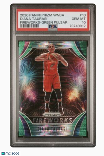 2020 Panini Prizm WNBA - Fireworks - Green Pulsar Prizm Diana Taurasi #10 Green Pulsar /25 PSA 10