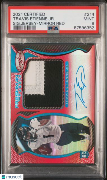 2021 Panini Certified Travis Etienne JR. #214 SIG. Jersey Mirror Red PSA 9