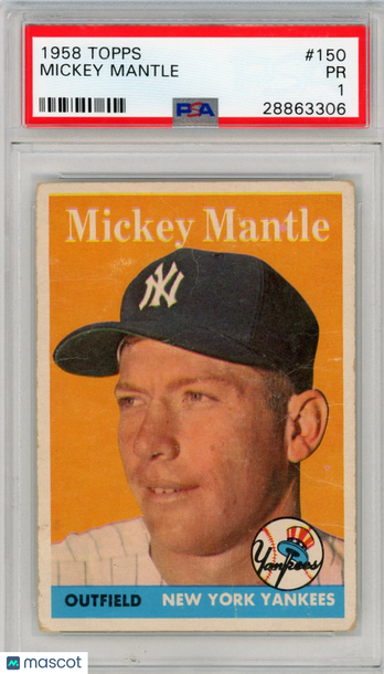 1958 Topps Mickey Mantle #150 PSA 1