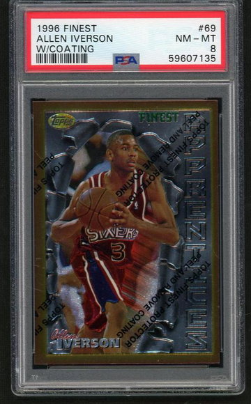 1996 Finest W/ Coating Allen Iverson #69 PSA 8