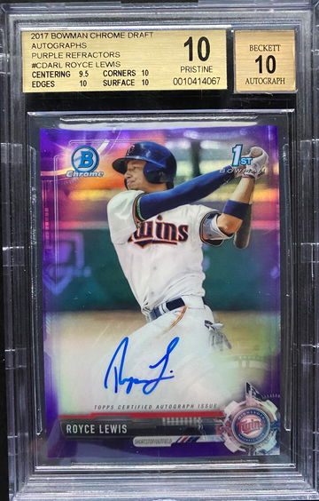 2017 ROYCE LEWIS 1st Bowman Chrome Draft PURPLE REFRACTOR Auto RC - BGS 10/10 - PRISTINE - #135/250
