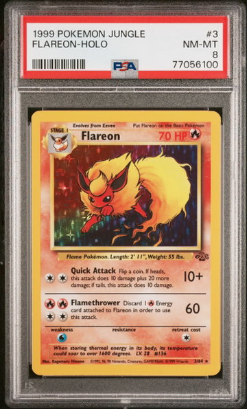 1999 Pokemon Jungle Holo Flareon #3 PSA 8