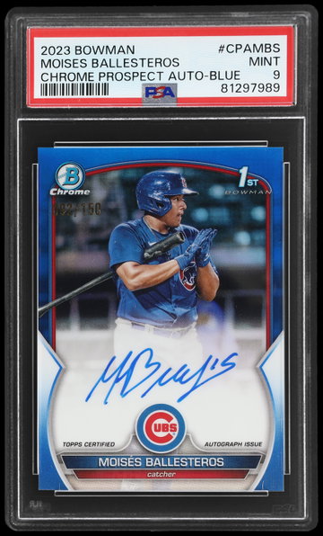 2023 Bowman Chrome Moises Ballesteros Prospect Autograph Blue Refractor PSA 9