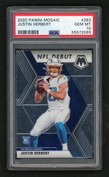 2020 Panini Mosaic NFL Debut Justin Herbert #263 PSA 10