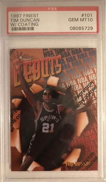 1997 Topps Finest Tim Duncan #101 PSA 10 w/ coating