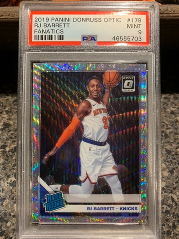 Psa 9 RJ Barrett Donruss optic Silver wave Prizm Fanatics 