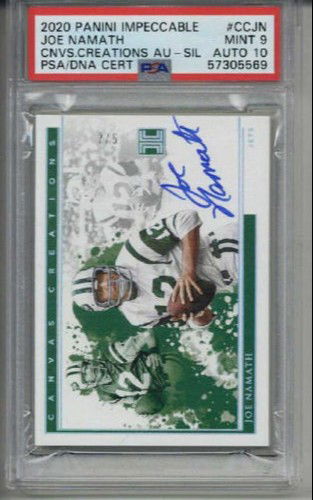 2020 PANINI CANVAS CREATIONS JOE NAMATH AUTO CARD JETS LE 2/5 PSA 9 LOW POP