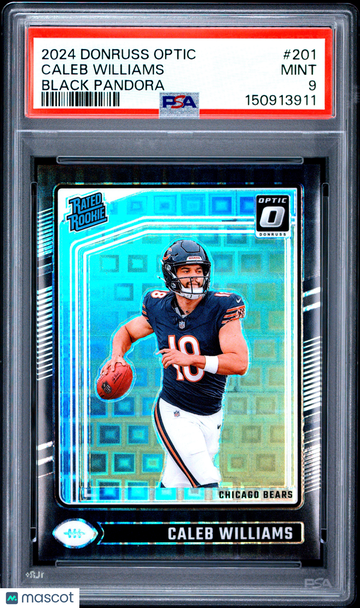 2024 Panini Donruss Optic Caleb Williams #201 Black Pandora /25 Rookie PSA 9