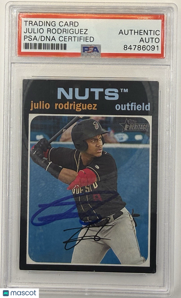 2020 Topps Heritage Minor League Edition Julio Rodriguez #14 [Base] Rookie Base Set Authenticated Pre-Rookie PSA A Auto