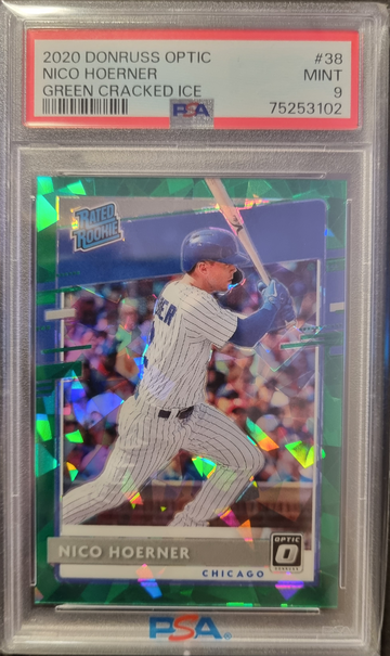 Nico Hoerner 2022 Panini Donruss Optic Rated Rookie Green Cracked Ice #/7 PSA 9 (Shipping from AUS)