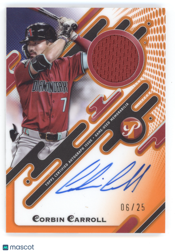 2025 Topps Pristine Pieces Autograph Relic Corbin Carroll #PPAR-CCA Orange /25