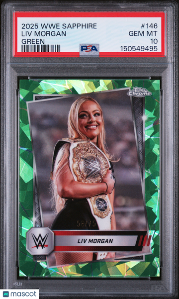 2025 Topps Chrome Sapphire Edition WWE LIV Morgan #146 Green /75 PSA 10