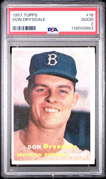 1957 Topps Don Drysdale #18 RC PSA 2