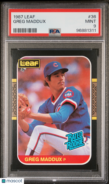 1987 Leaf Greg Maddux #36 Rookie PSA 9
