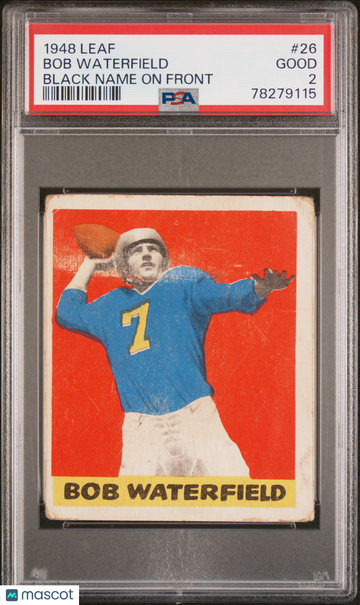 1948 Leaf Bob Waterfield #26 Black Name On Front PSA 2