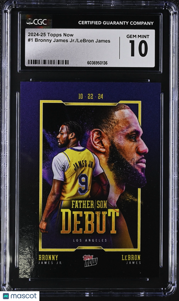 2024-25 Topps Now Bronny James Jr./LeBron James #1 CGC 10