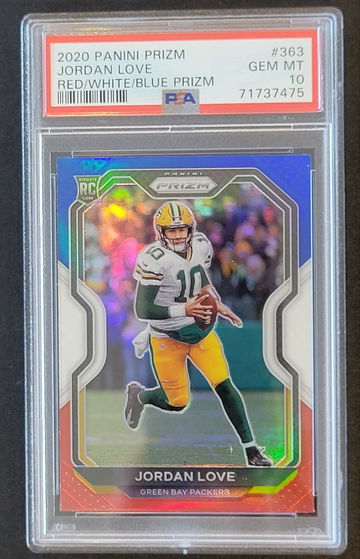 2020 Prizm JORDAN LOVE Red White Blue Prizm Rookie RC #363 PSA 10 Gem Mint